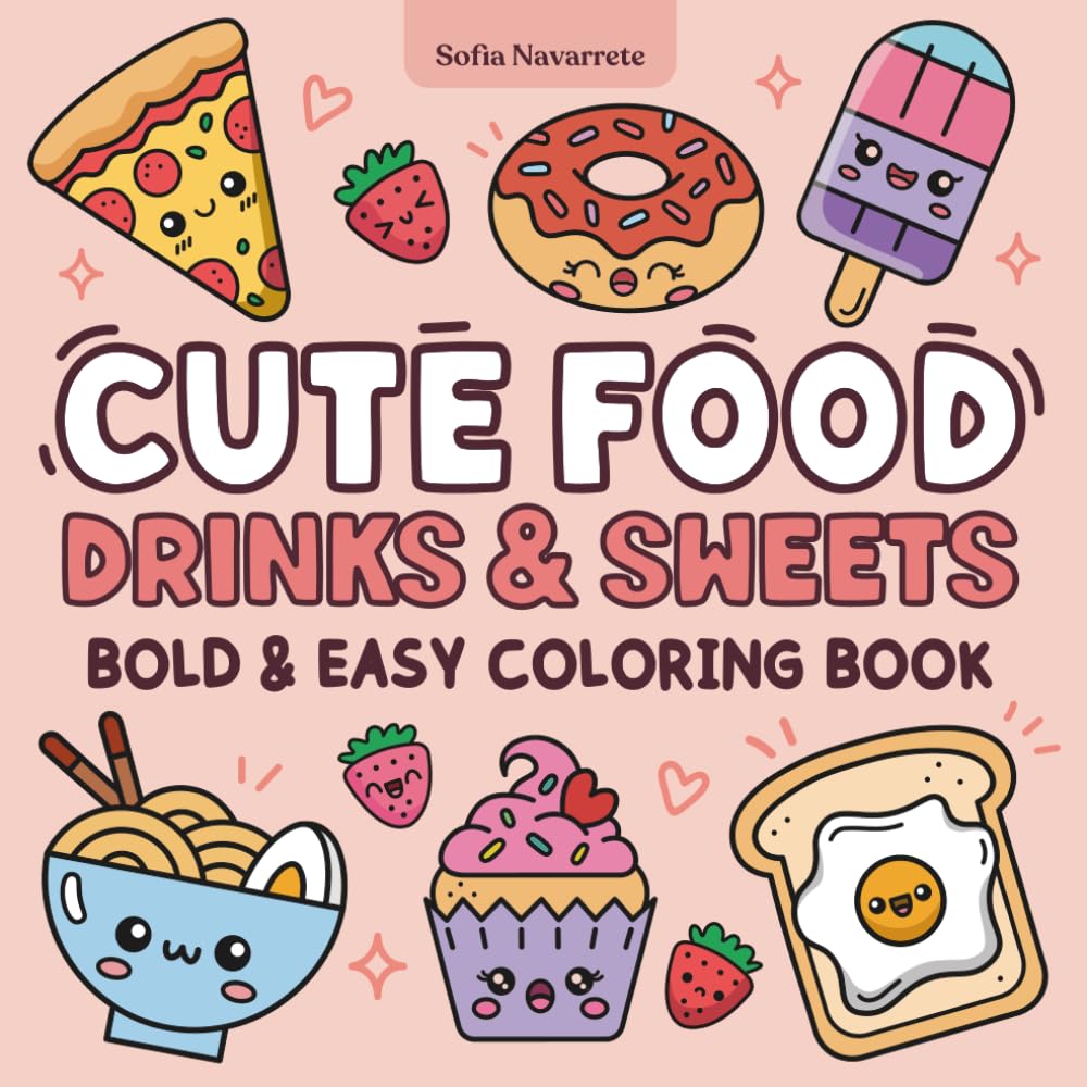 Cute Food, Drinks & Sweets Coloring Book